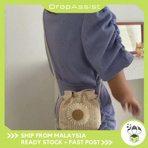 DROPASSIST 1342 READY STOCK Woven Bag Women 2022 Summer Straw Weaving Cute Bucket One-shoulder Messenger Beg