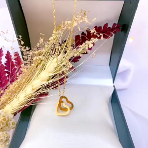 Kalung Fashion wanita terbaru Titanium Motif love double