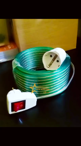 Colokan Sambungan Kabel Listrik Set Steker ON / OFF Kabel Transparan 2 x 80 Panjang Kabel 1-20 Meter
