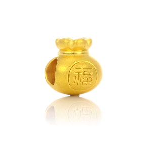 Chow Sang Sang 周生生 Charme Blessings Culture 999 Gold Fortune Bag Charm 89197C (Bracelet Not Included)