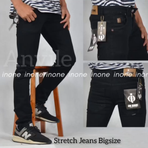 Celana Jeans Jumbo Pria Stretch Celana Panjang Bigsize In One Black Jazz 38 39 40 41 42 43 44 45 46