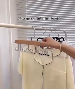 Móc Gỗ Treo Đồ Đa Năng 8 Móc Tiết Kiệm Không Gian – Móc Treo Thắt Lưng Đồ Lót Tiện Dụng Gọn Gàng Sắp Xếp Tủ Quần Áo