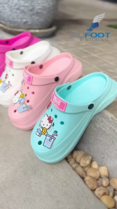 💥ลิขสิทธิ์แท้ Hello Kitty รองเท้าหัวโต พื้นหนานุ่ม หนา 6ซม. รูปร่างสูง 61x36x36 มม รัดส้น ลายคิตตี้ MFS รุ่น KTL 516