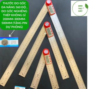 Thước Đo Góc Đa Năng 360 độ Đo Góc Nghiêng Thép Không Gỉ 200MM-300MM-500MM (TẶNG PIN DỰ PHÒNG)