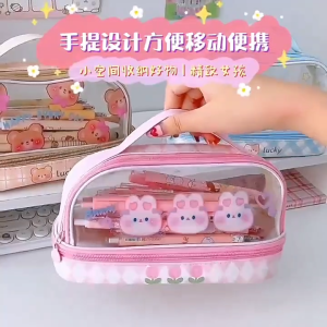 Kotak Pensil Transparan Terbaru / Tas Pensil Kartun Yang Lucu / Pencil Case Kapasitas Besar / Tempat Pensil Anak K010