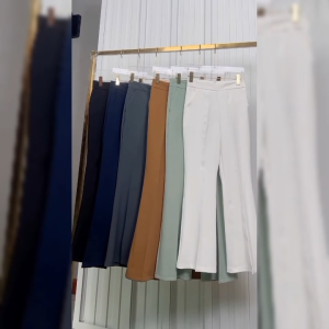 กางเกงขายาว ทรงขาม้า ผู้หญิง สง่างาม สีพื้น ไมโคร เอวสูง ยืดได้นิดหน่อย รุ่น BN021 ทุกไซส์ ไม่เป็นขุย