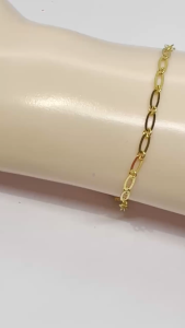 MJ Jewellery 375/9K Gold Mini Paper Clip Bracelet T136