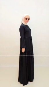 Andinicollection Abaya Hitam Ceruti Renda Remaja Simpel
