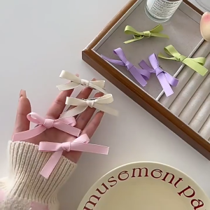 Sweet Bow Hairpin Candy Color Children Ribbon Hairpin Colorful Girl Duckbill Clip