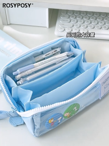 🇲🇾[Malaysia]Ready Stock Pencil Case Pencil Bag Cosmetic Bag Multifunctional Storage Stationery Box Niche Non-Collision Bag Grid Macaron Color Rosy Posy Cute Large-capacity Pencil Bag Pencil Case Ins Korean Style Student Girl Stationery Snoopy
