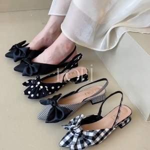 LOEI Hesti Sepatu Hak Tebal Wanita Low Heels Pita Korean Fashion 1998