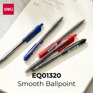 Deli Ballpen Cetek halus - Warna Hitam [0.7 mm] tinta viskositas rendah untuk penulisan ekstra halus EQ01320 (Satuan)