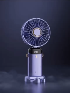 Kipas Angin Mini Hand Fan Portable Cas USB 20000 mAh Bisa Lipat Leher 5-Speed Wind LED Lampu Display Dgn Tempat Aromaterapi