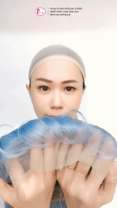 RyuutaWig Miya Long Straight Deep Part Synthetic Wig Silver Blue