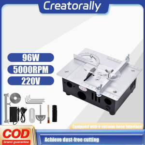 Creatorally 96W Mini Multifunctional Table Saw 5000RPM 96W Electric Desktop Saws Woodworking Lathe DIY Cutting Tool EU