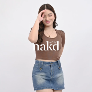 NAKD FASHION KARSYN BASIC KNITTED ROUND NECK SHORT PUFF SLEEVE DAILY CASUAL SEMI CROP TOP 3120