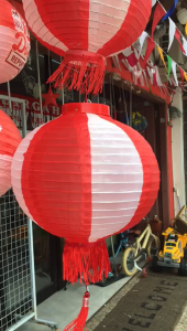Lampion merah putih kain mix 30 cm dekorasi DIRGAHAYU HUT RI