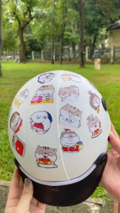 Combo100 sticker mèo Ami bụng bự dễ thương trang trí nón bảo hiểm xe máy hình dán chống thấm nước