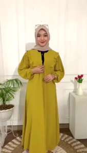 Salsa Dress Gamis Dewasa Polos Simple Bahan Crinkle Airflow Busui resleting Ld 110