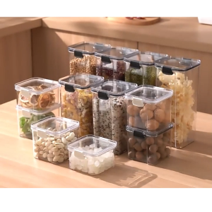 Hộp Nhựa Đựng Thực ăn tiện lợilọ lưu trữ nhà bếp Phẩm Khô Ngũ Cốc Trong Suốt Nắp Kín Chống Ẩm-NIEVE