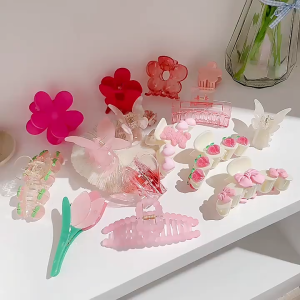 กิ๊บติดผมอะคริลิค กิ๊บหนีบผม ขนาดใหญ่ สีชมพู สไตล์เกาหลี เครื่องประดับ สําหรับเด็กผู้หญิง