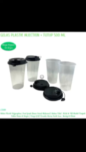 Gelas Boba 500 Ml Oval Plus Tutup Cup Injection 500 Ml Plus Tutup (Isi 25 Set / CI500)