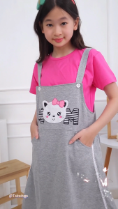 Baju Pakaian Anak Cewek Perempuan Dress Overall Kaos Katun Usia Tanggung Umur 1 2 3 4 5 6 7 8 Tahun