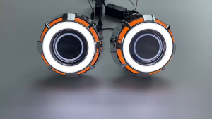 ฝาครอบเลนส์ Bi LED/Bi Xenon 3 สี ขนาด 2.5 นิ้ว ---- ไฟวิ่งกลางวัน + ไฟเลี้ยว (เหลือง/แดง)