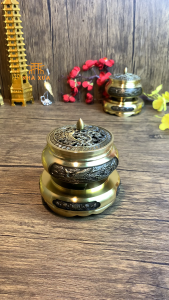 Lư Đồng Long Phụng Xum Vầy + Đế Đôn Khắc Liên Hoa Nhà Xưa
