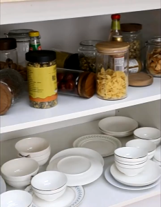 Kitchen drawer-style pull-out basket cabinet double-layer dish cabinet/bowl basket partition/multi-function storage rack