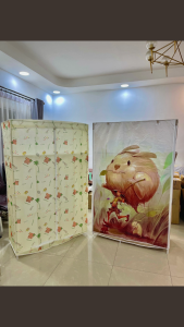 ตู้เสื้อผ้า 2บล็อค ตู้เสื้อผ้าแบบประกอบเอง (รุ่นA) 2ราวแขวน2ช่องวางของ ผ้ากันน้ำ มีช่องเสริมด้านข้าง2ช่อง