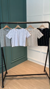 BL20851 Ribbon Dotted Crop T-Shirt