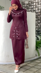 (ADA JUMBO)Free Hijab Oneset FAYRA Baju Kurung Melayu Dress Wanita BajuKondangan Kekinian Full Payet 2024