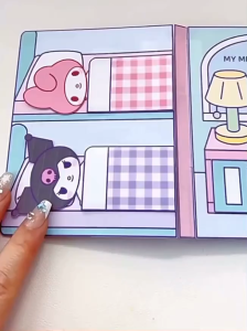 ชุดของเล่นตกแต่งบ้าน DIY Sanrio Kuromi My Melody Quiet Book ชุดวัสดุ DIY ไม่ต้องตัด