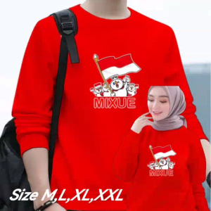 Sale Spesial Sweater Pria Wanita Mixue Indonesia Kaos 17 Agustus Hut RI Crewneck Dirgahayu Pancasila