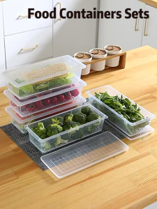 Food Preservation Box Kitchen Refrigerator Seafood Food Fish Vegetable Fruit Drain Preservation Storage Box with Drain Pad Box Eco Friendly Fridge Food Storage Box Freezer Refrigerator Organizer