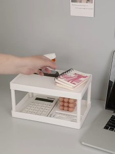 IMall Double Layer Desktop Shelf Table Organizer Makeup Kitchen Bathroom Office Stationery Cosmetic Table Storage Rack