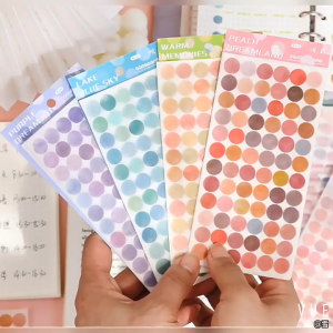 6 Sheets (312pcs Dots) Colorful Mix Pastel Dot Round Sticker Marker Stickers Book Noted Decoration Diary Schedule Album