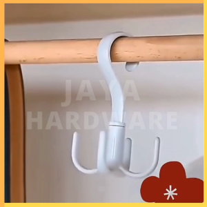 Gantungan Tiang Lemari / Baju Hook Hanger 4 Kait Bisa Putar 360 Derajat Multifungsi | Cantolan Hanger Baju Pakaian Syal Dasi Jaket Sepatu Tas Handuk Topi Serbaguna