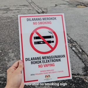Dilarang Sign Sticker No Smoking (24.5x17.5cm) Dilarang Merokok Sticker No Smoking Direct print Acrylic