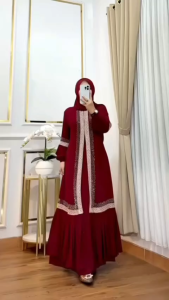 Syahira Dress Baju Gamis Abaya Turki Wanita Remaja Aesthetic Ceruty Babydol Motif Renda Terbaru 2024