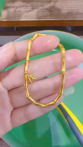 24K Saudi Gold Pawnable Knot High Rise Bamboo Bracelet for women