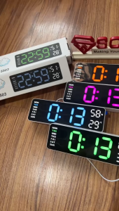 JD-5503 Jam Dinding Angka Besar Alarm Suhu Temperatur Cek Humidity Ruang 12/24 Jam 2 Alarm Warna Warni