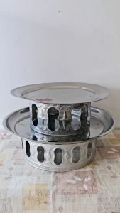 ขันโตก ขันโตกสแตนเลส ถาดโตกใส่สำรับอาหาร (ถาดสแตนเลส+ขาอลูมิเนียม) (สั่ง3อัน/คำสั่ง)(นำเข้าจากเวียดนาม) ขนาด S52/L60 ซม.