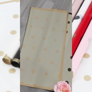 Flower Wrapping Polkadot Les Gold Cellophane Kertas Buket Bunga Wrapping Paper KB6030