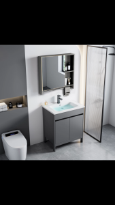 Desain Kamar Mandi Jian Dasi & Wastafel Lemari Aluminium Modern