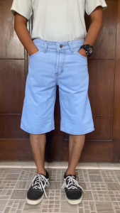 Celana Pendek Pria Dewasa Jeans Standar Warna Biru Muda Blit Navy Dongker Hitam Ukuran Besar Jumbo Model Terbaru 2024