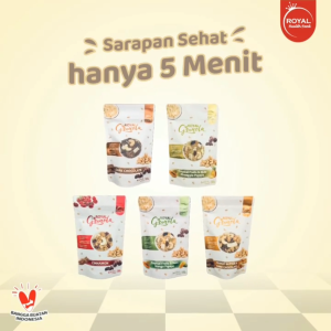 ROYAL GRANOLA 100 gr Diet Halal Varian Dark Chocolate Cinnamon Peanut Butter