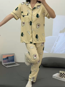 Y&L Fashion #B017 High Quality Polyester Fabric Korean Avocado Printed Womens Pajamas/Lounge