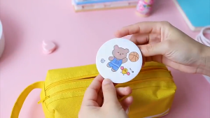 Cermin Bulat Karakter: Motif Kartun & Kaca Cermin Mini Travelling